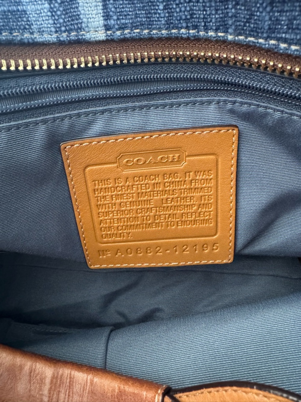 Coach Denim Vintage Bag with Brown Leather Trim & Braided Handles π #12195 - Picture 3 of 8
